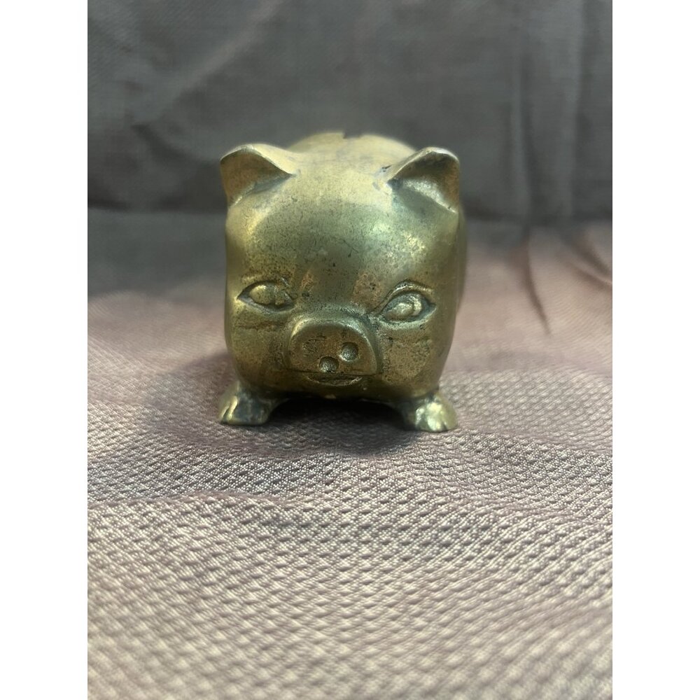 Vintage Brass "Piggy" Bank , 3.5 X 2.5 X 3 (1641)
